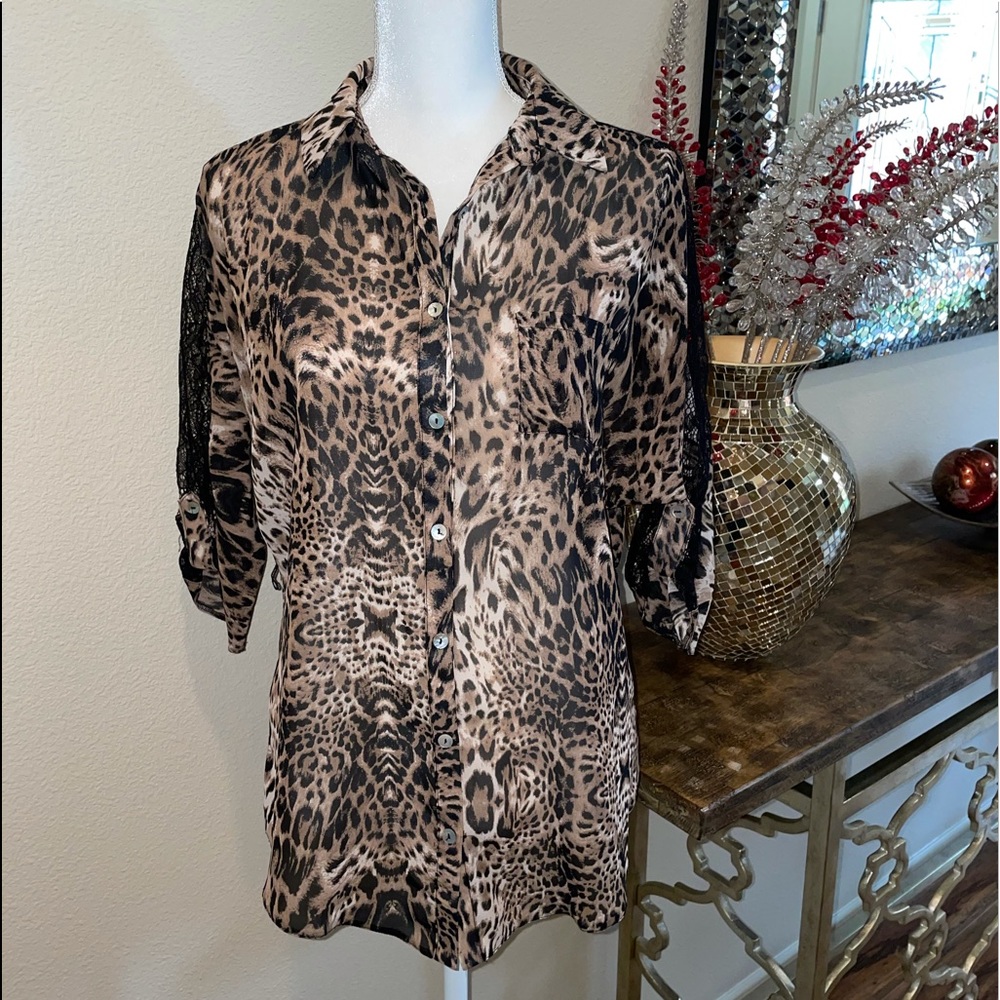 Rue21 button down animal print shirt